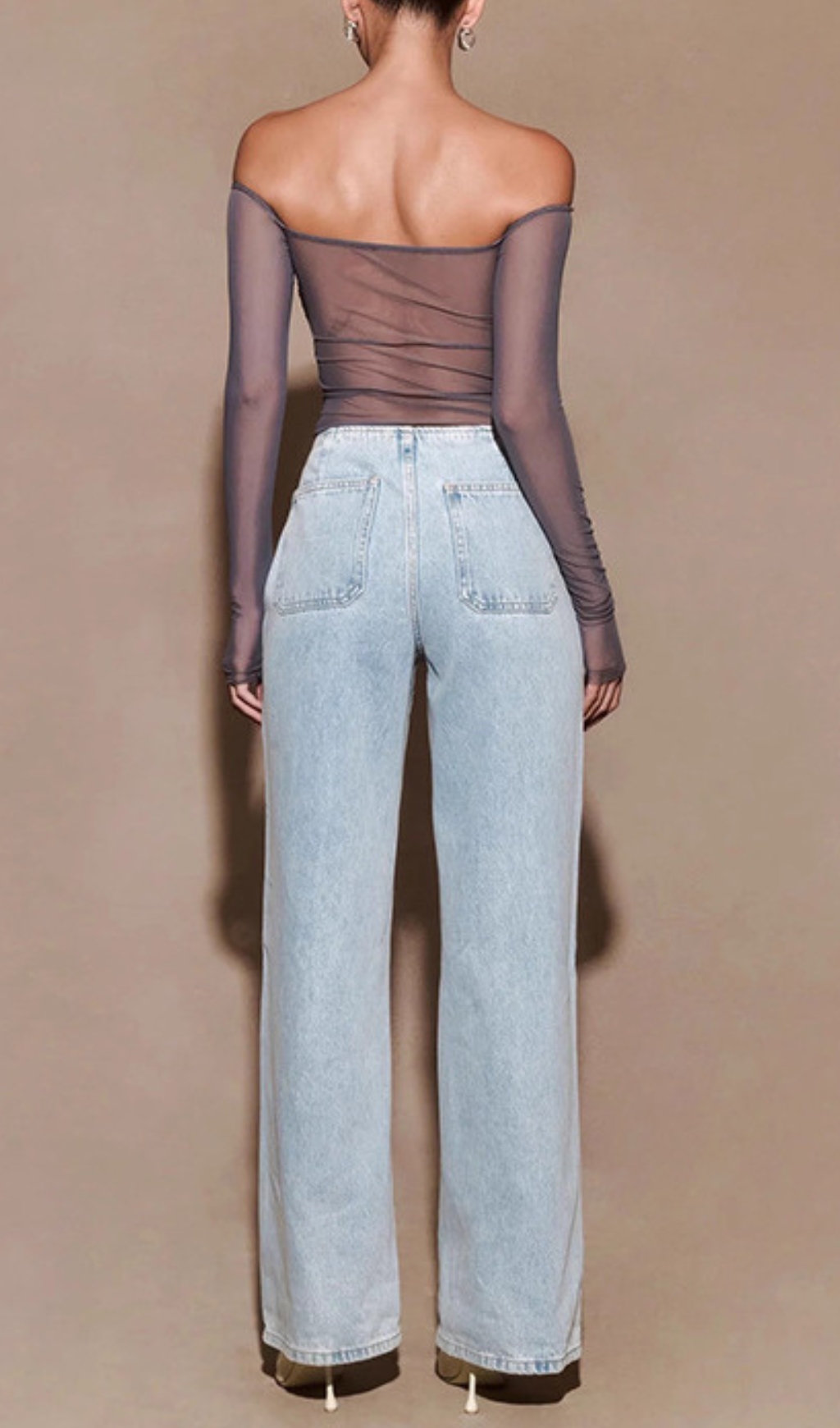 Fashionslee Women Edmundo Diamante Mesh Top