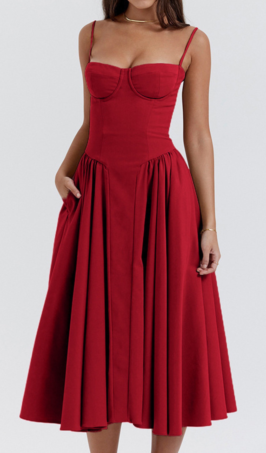e2ab801ea1b5a781fdf8b4f9ba2dcb08.jpg Fashionslee Women Dextra Red Strappy Midi Dress