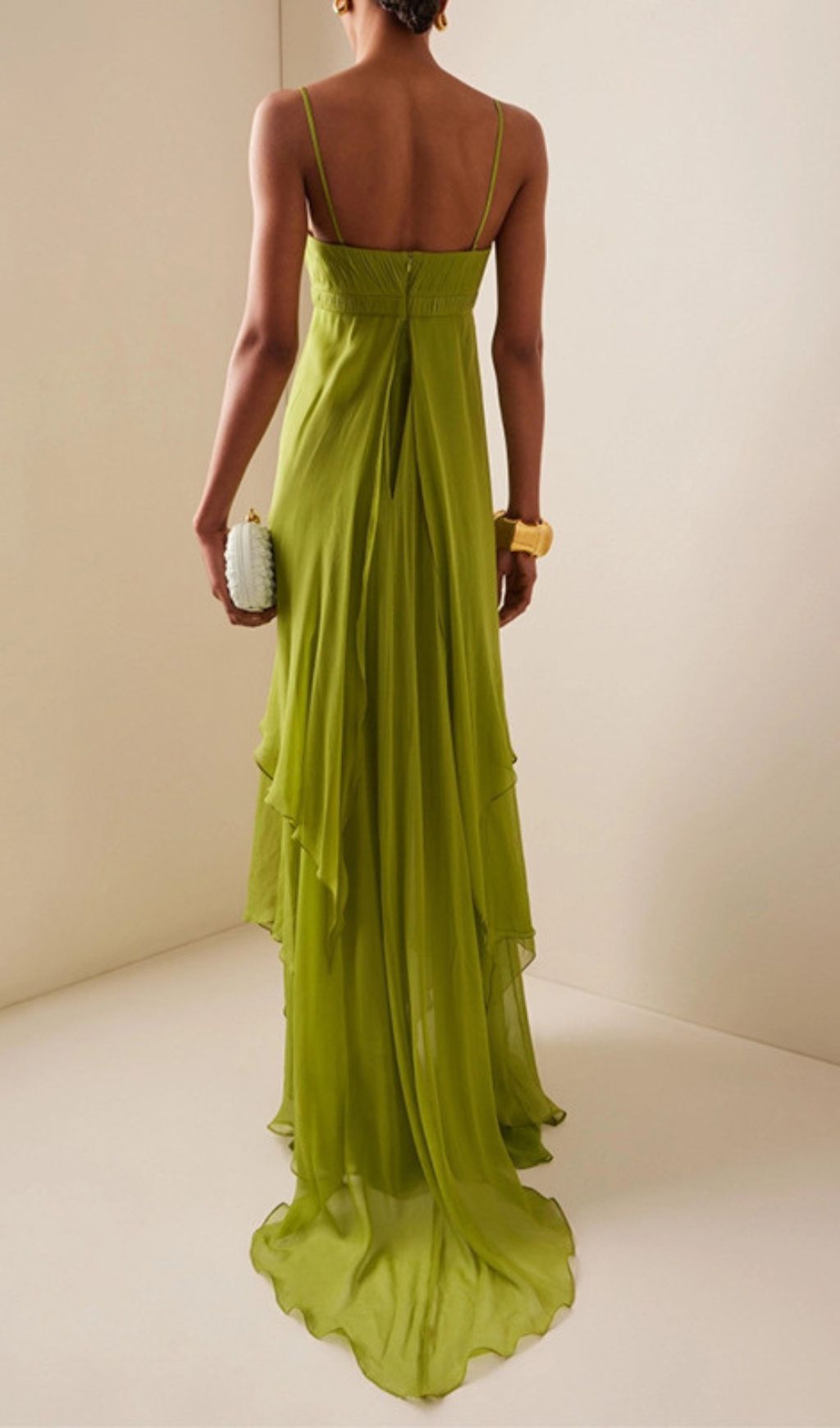 Fashionslee Women Emmalia Green Irregular Hem Maxi Dress