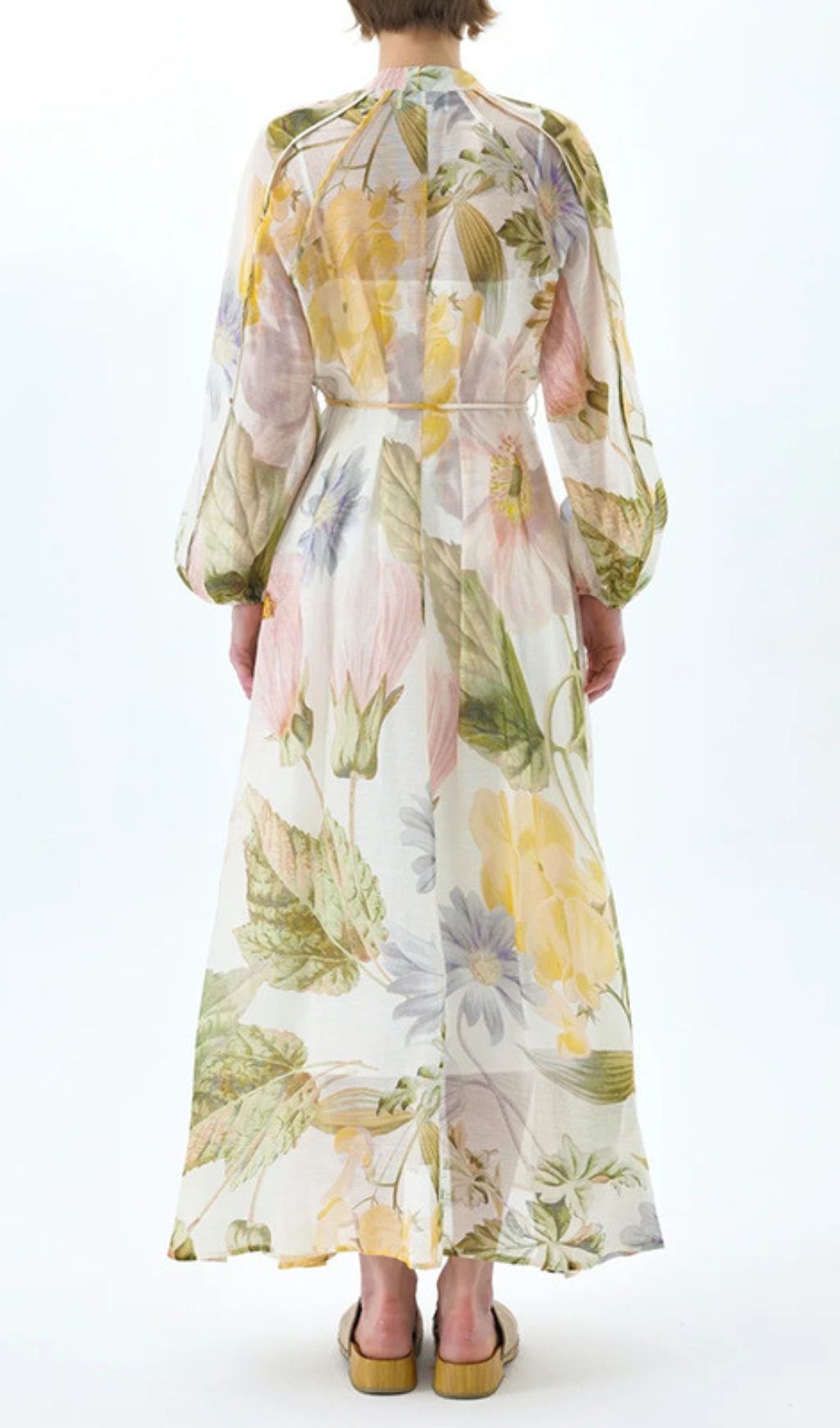 Fashionslee Women Ibis Floral Printed Long Sleeve Maxi Dress