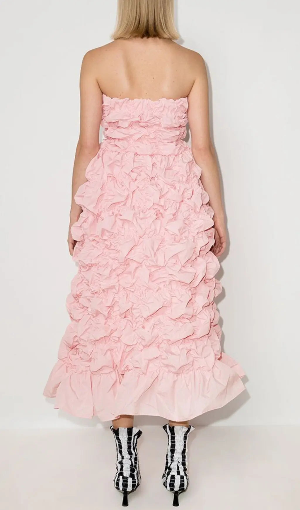 e305ac6453773983b7e10659a2e28c28.jpeg Fashionslee Women Folding Ruffled Midi Dress In Pink