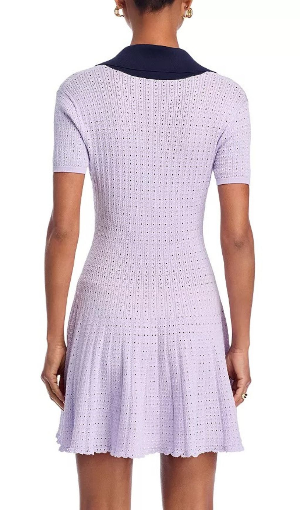 Fashionslee Women Lilac Pointelle Knit Mini Dress