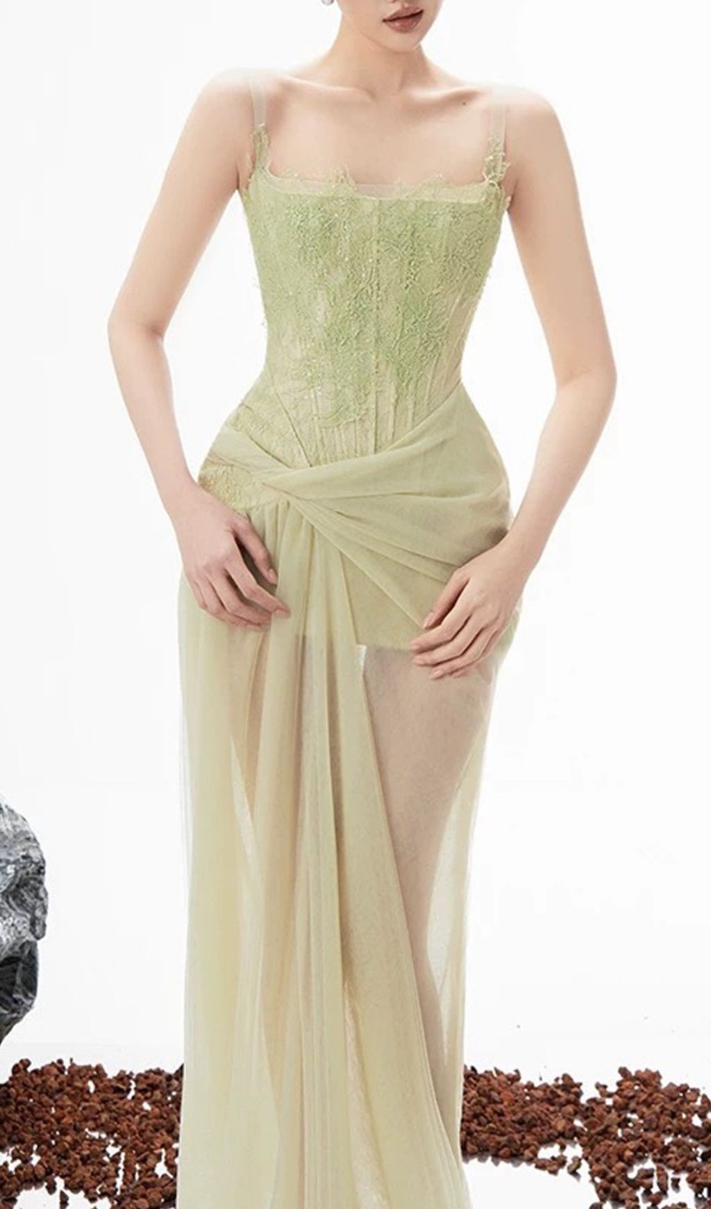 e345a5e3b56da24752c29f5b8e9a5af5.jpg Fashionslee Women Karena Green Strappy Lace Corset Mesh Maxi Dress