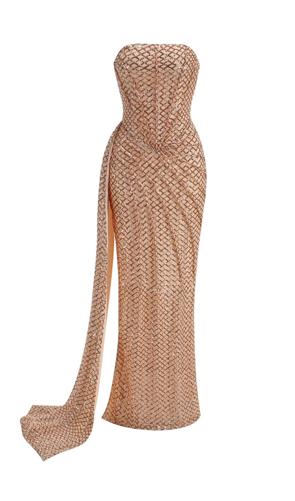 e349cffe43f41611decfd3d321dc01f5.jpg Fashionslee Women Doveva Champagne Strapless Sequin Maxi Dress
