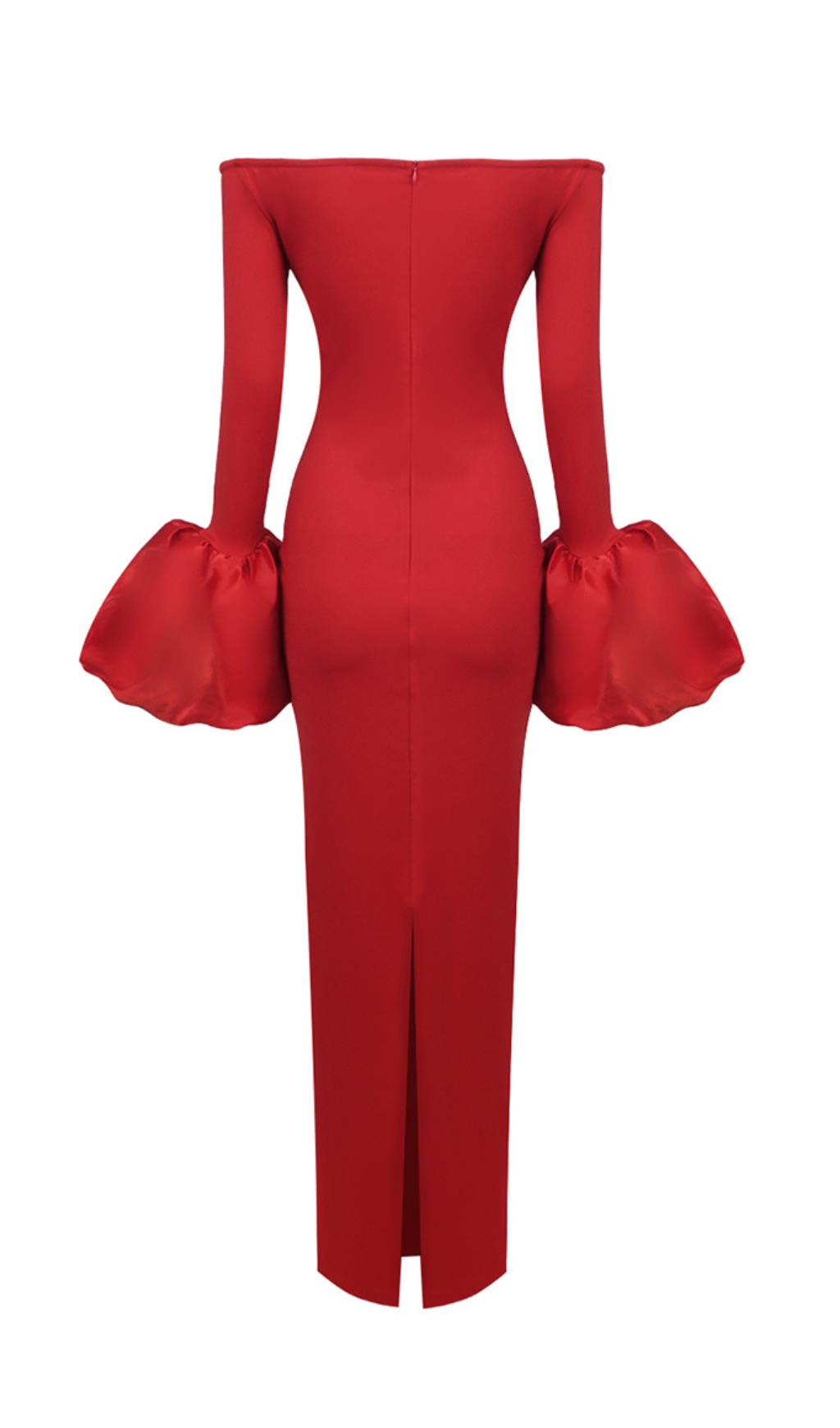 Fashionslee Women Chelsi Red Long Sleeve Maxi Dress