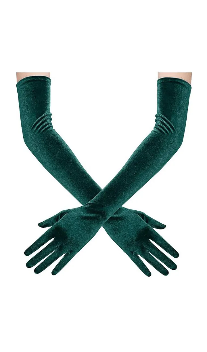 VINTAGE GREEN VELVET GLOVES