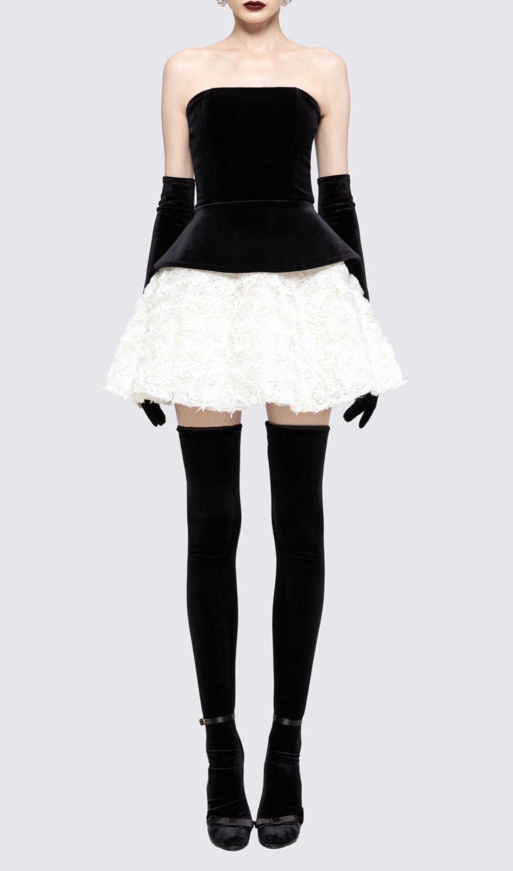 Fashionslee Women Gefion Strapless Lace-Up Flower Skirt Set