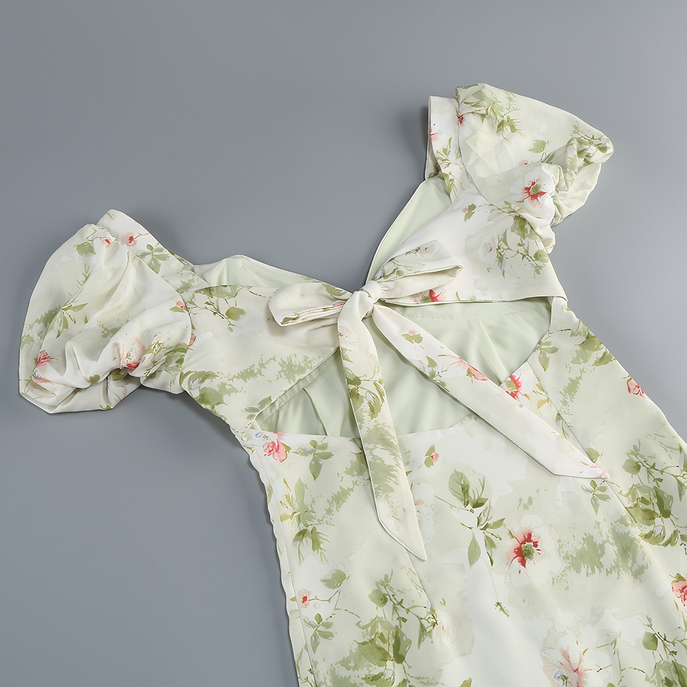 Fashionslee Women Eligio Floral Puff Sleeve Midi Dress