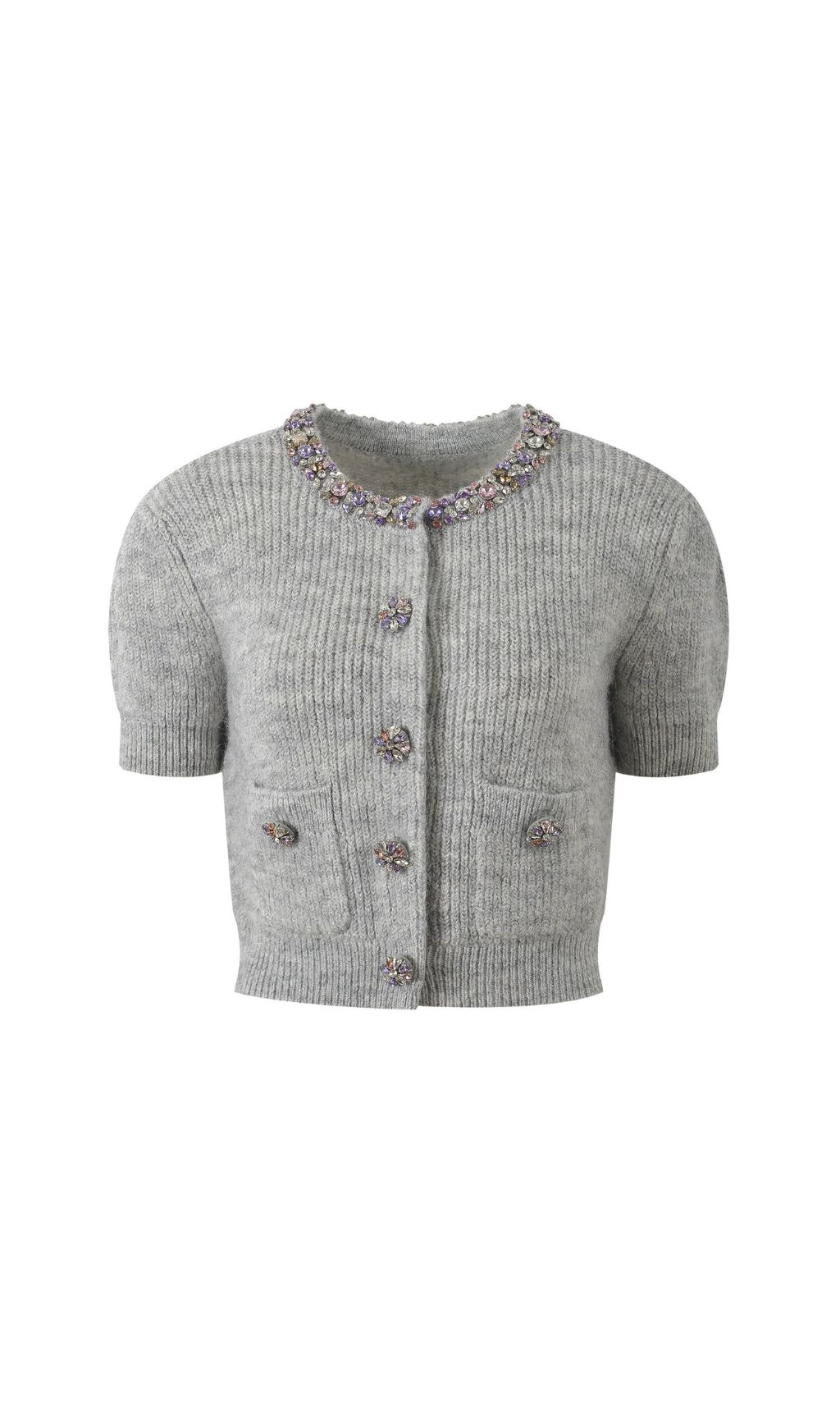 e3afe61d4c27be7796187fb967352741.jpg Fashionslee Women Henrike Grey Embellished Knit Top
