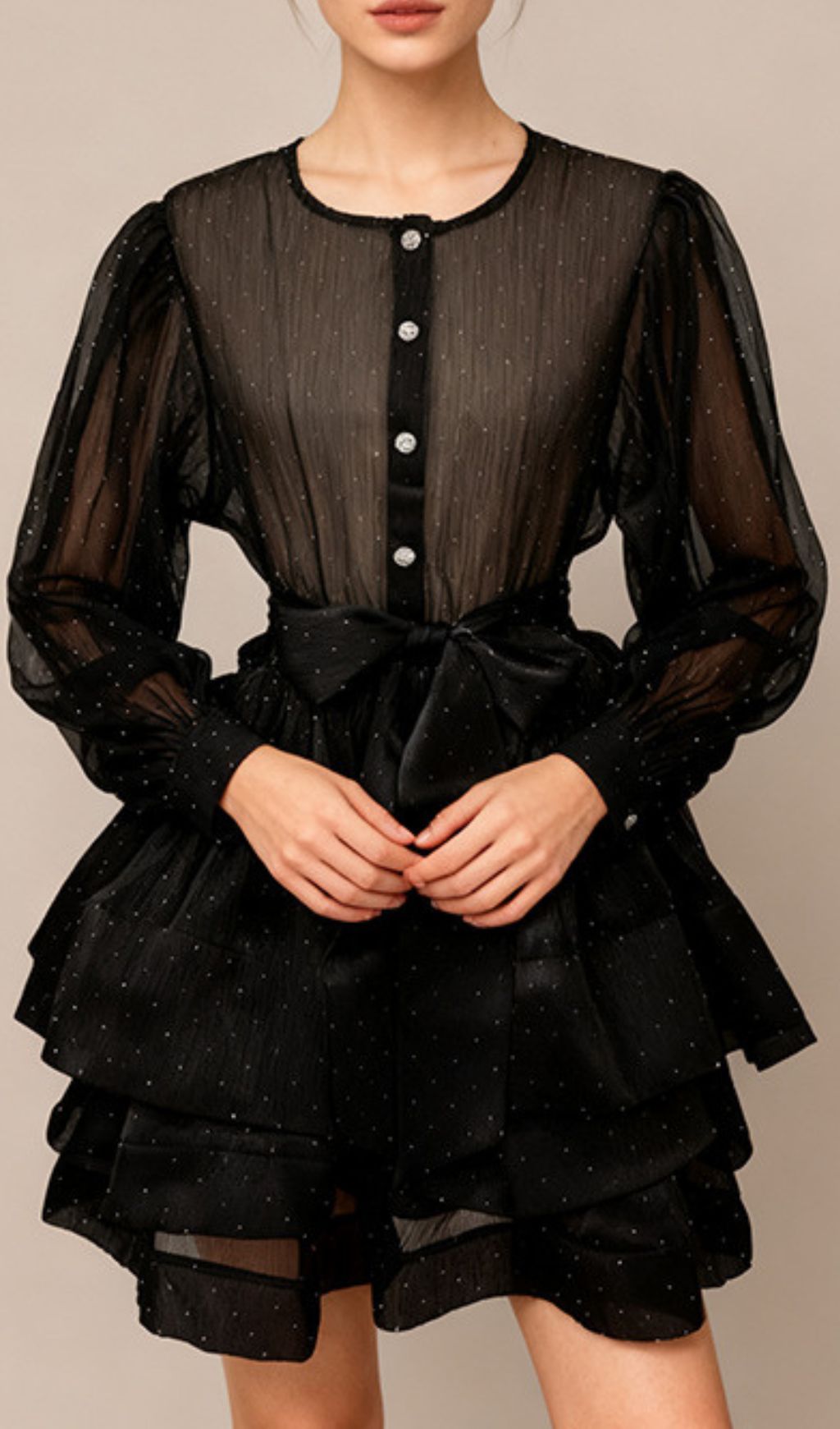 Fashionslee Women Jezebel Long Sleeve Layered Mini Dress