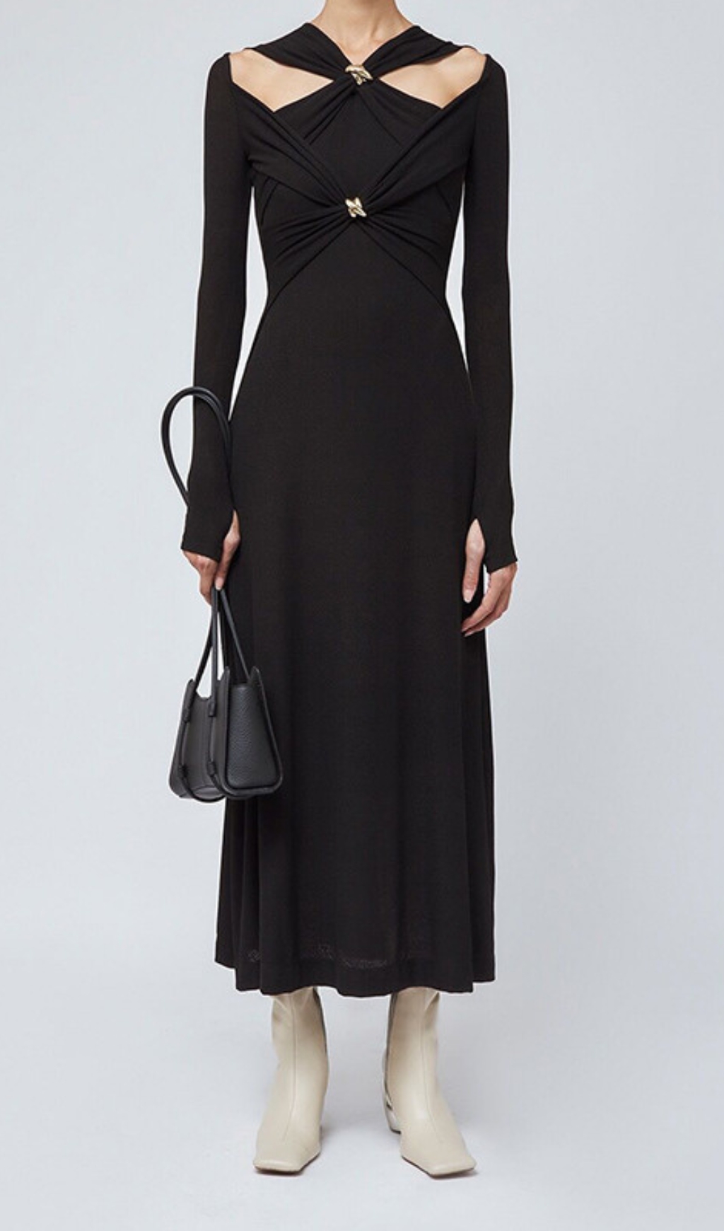 Fashionslee Women Braydon Cutout Knit Long Sleeve Midi Dress