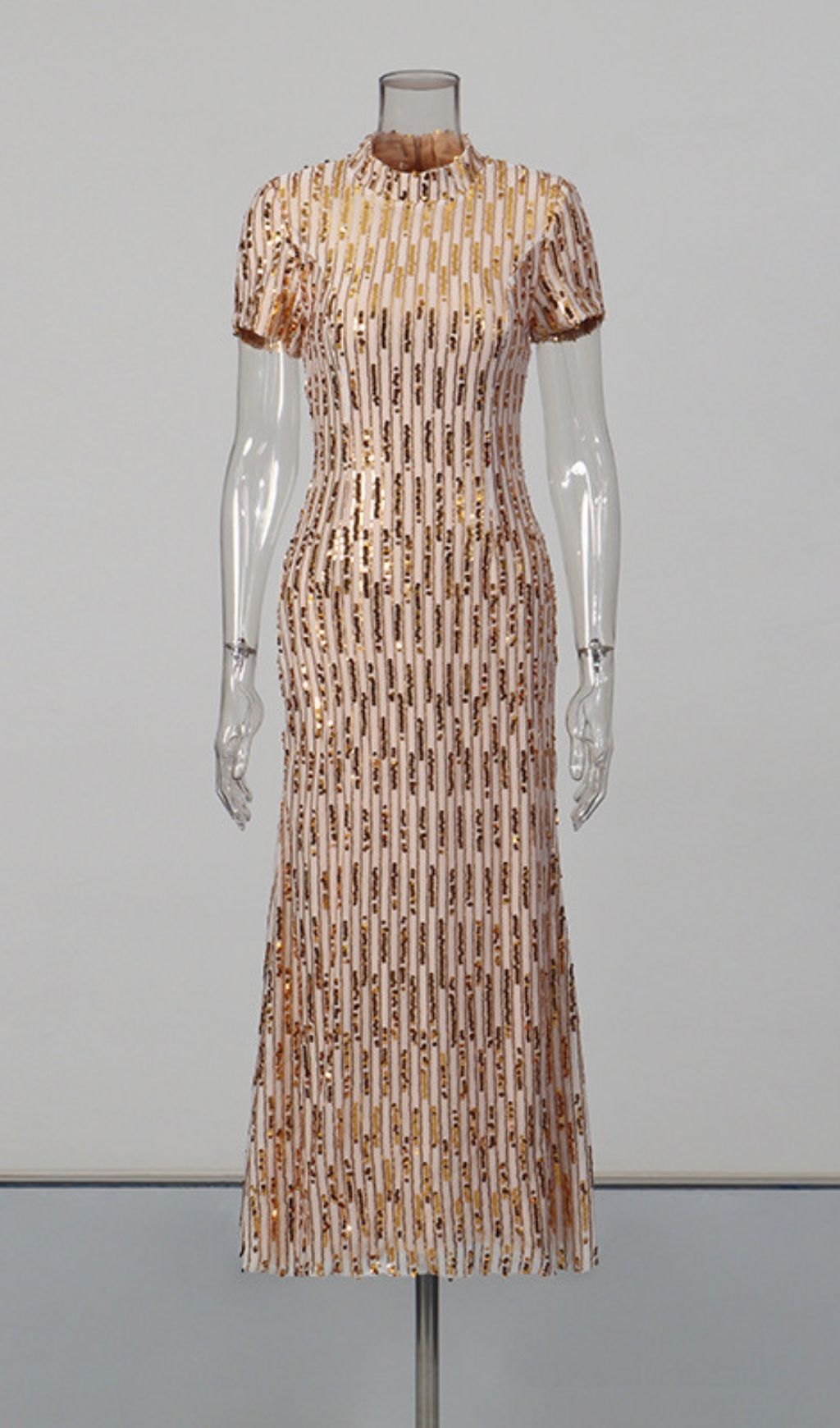e3d52facb317c41da36e1cd038444635.jpg Fashionslee Women Keyah Gold Sequin Midi Dress