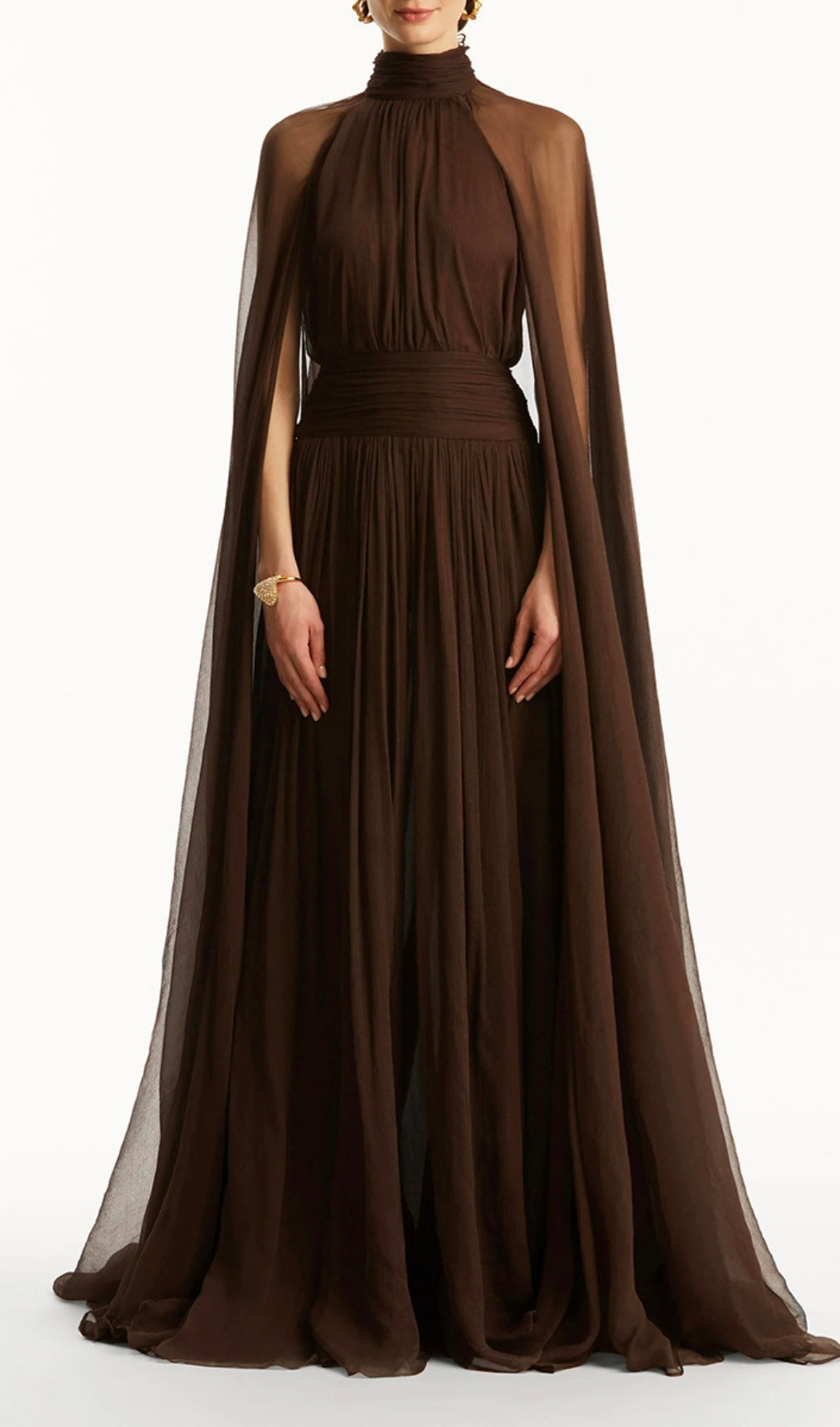 Fashionslee Women Franz Coffee Butterfly Mesh Maxi Dress
