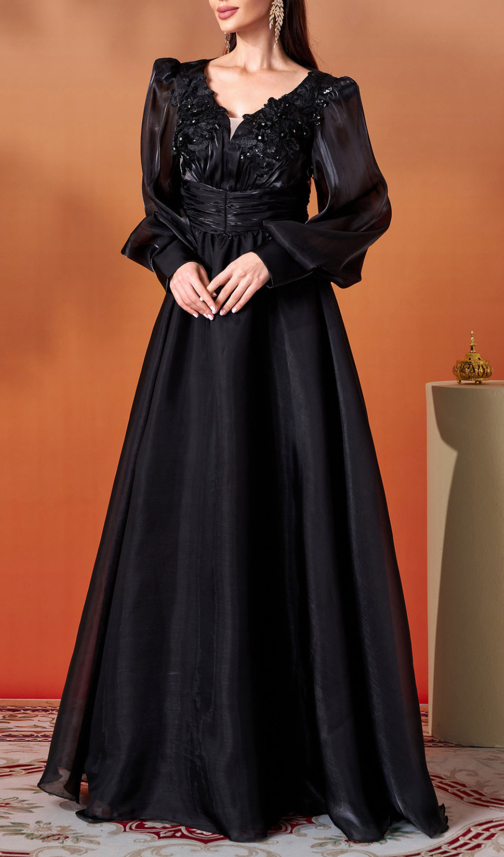 Fashionslee Women Gelilah Black Long Sleeve Maxi Dress