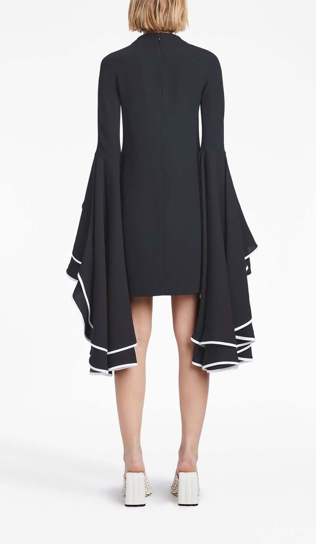 Fashionslee Women Ruffled Sleeve Mini Dress In Black