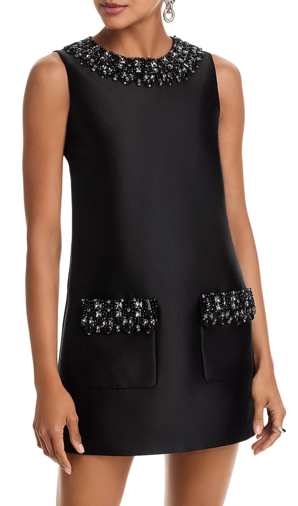 Fashionslee Women Taffeta Embellished Trim Mini Dress