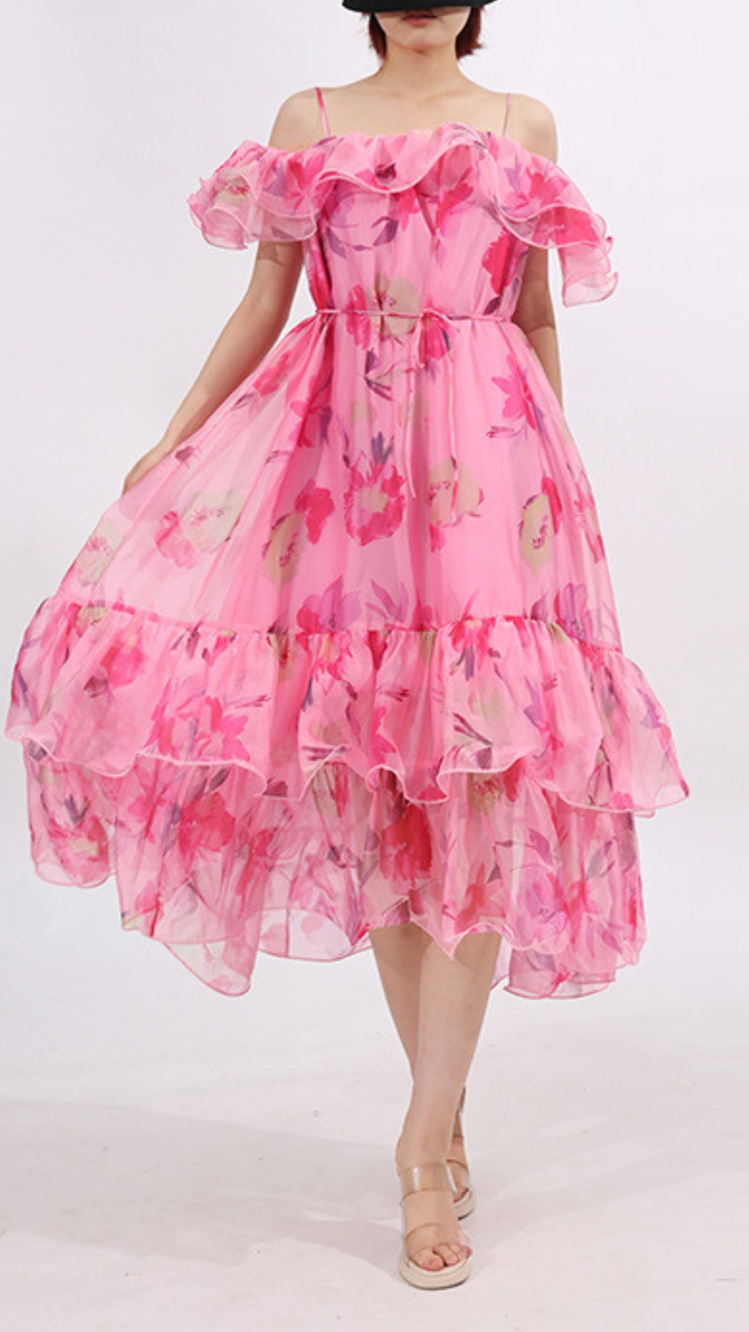 e45cbd132a3caa00e2f2bdd5d484391f.jpg Fashionslee Women Flora Pink Printed Midi Dress