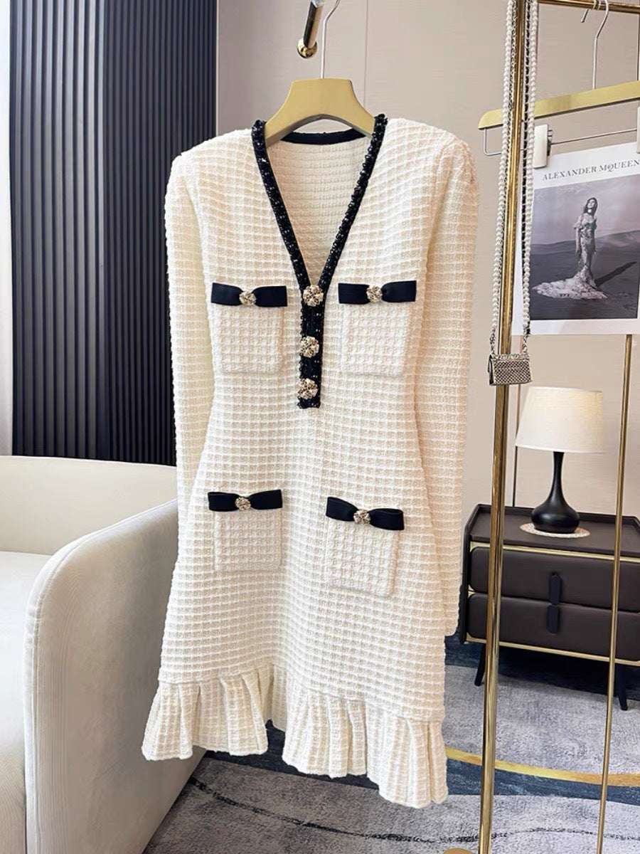 Fashionslee Women Athar Waffle Knit Ruffled Mini Dress