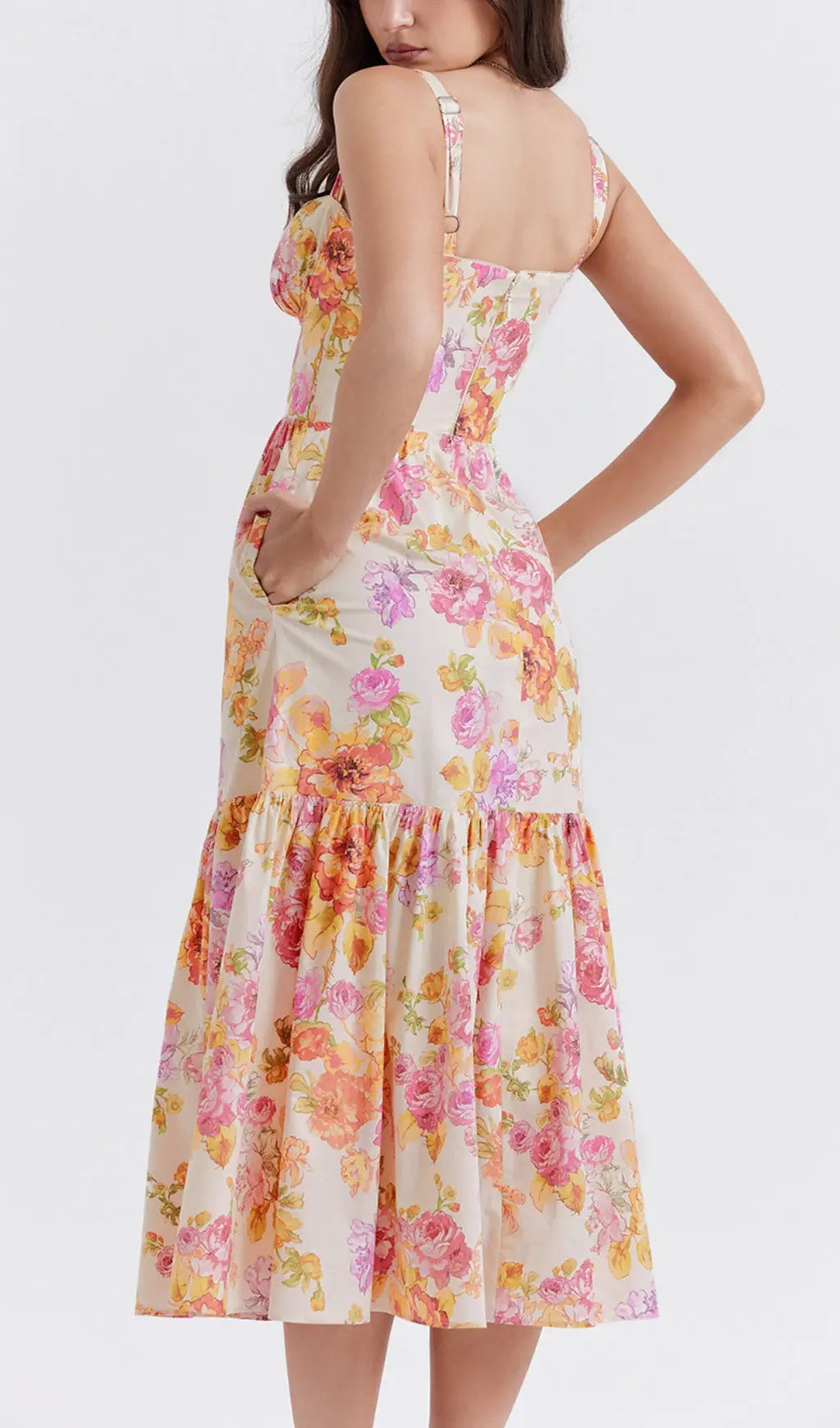 TRENDING IVORY FLORAL MIDI SUNDRESS - OWNCI TRENDING IVORY FLORAL MIDI SUNDRESS - OWNCI