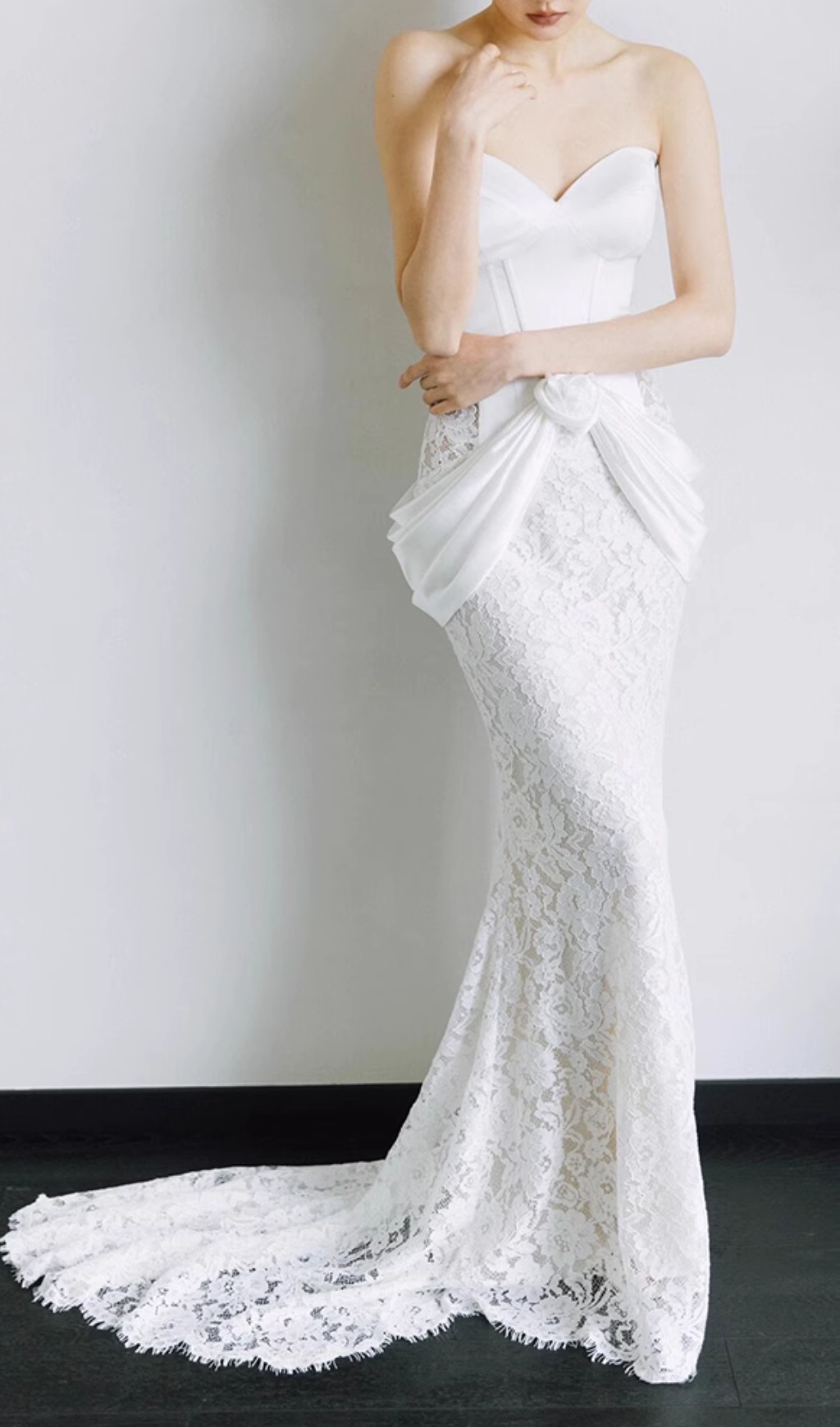 Fashionslee Women Cait White Lace Corset Wedding Dress