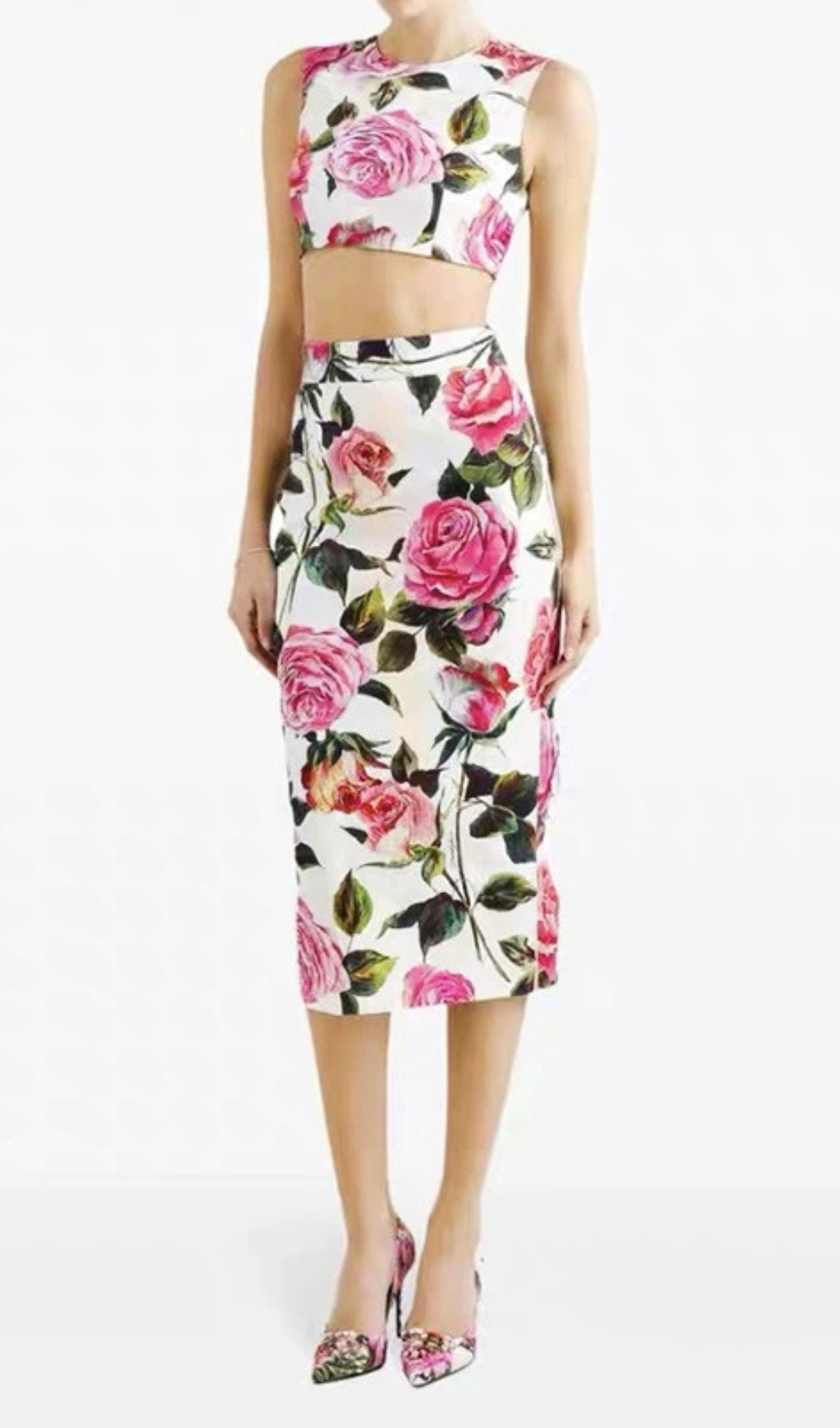 Fashionslee Women Geo Flower Printed Two-Piece Set