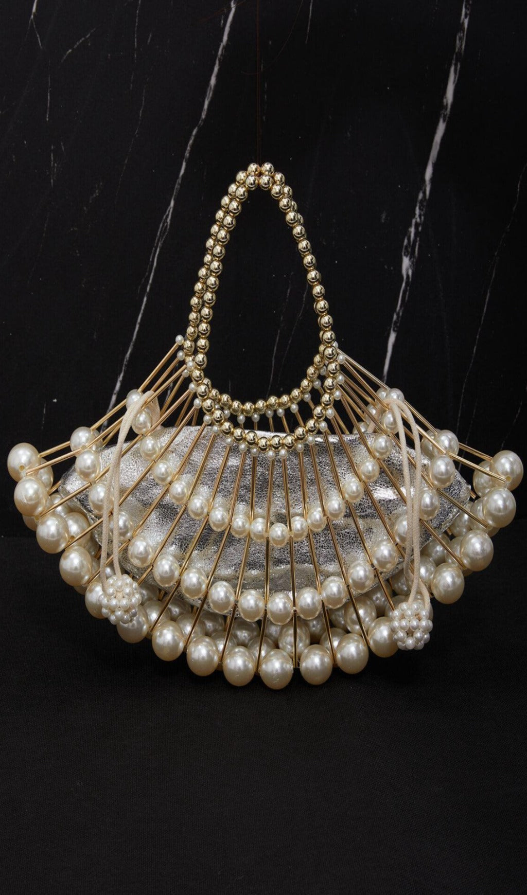 Fashionslee Women Braided Pearl Bag