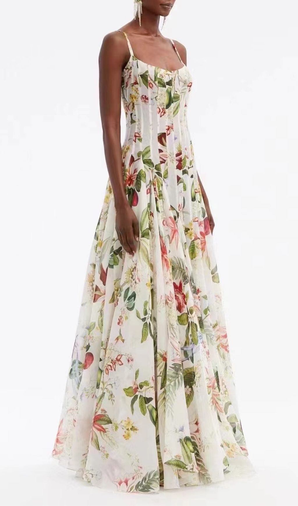 Fashionslee Women Kennice Strappy Floral Printed Maxi Dress