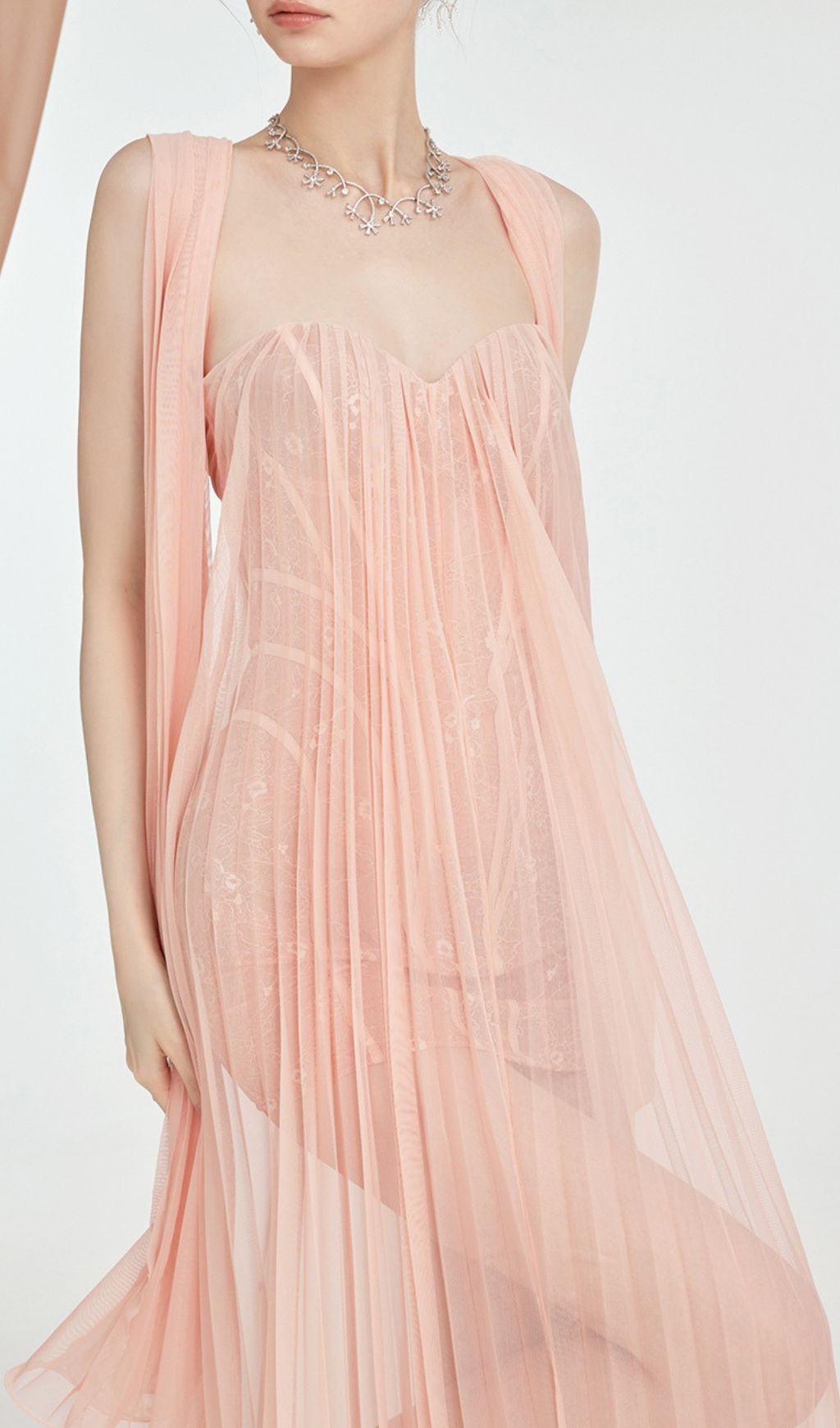 e567e55ae91bb3b10d86ca6242563bf7.jpg Fashionslee Women Fintan Pink Strapless Mesh Lace Maxi Dress