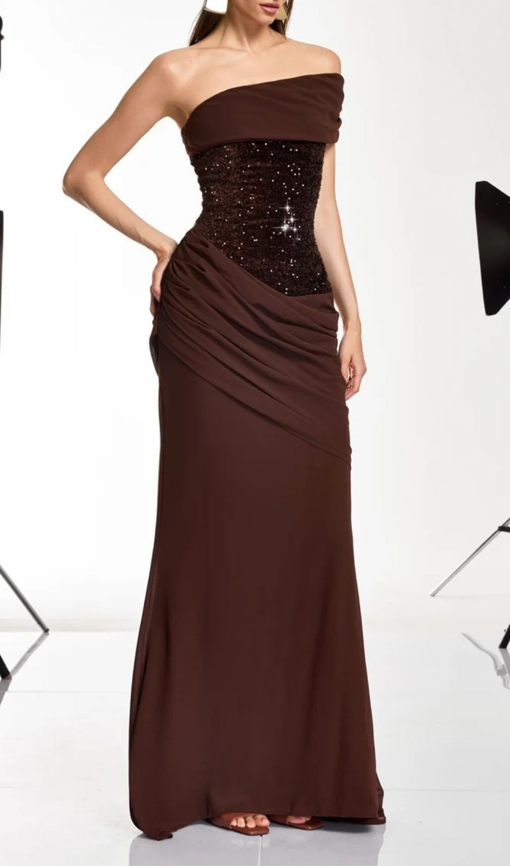 e5b35056568785db8627e0dca1c4b8e1.jpg Fashionslee Women Neravo One Shoulder Sequin Ruched Maxi Dress