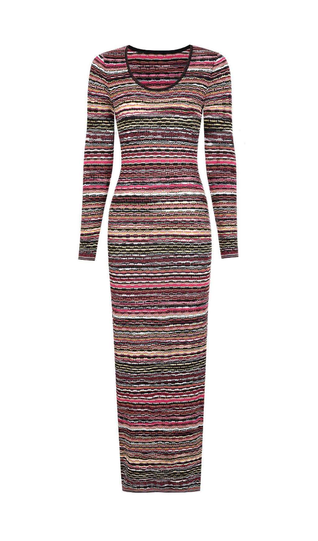 Fashionslee Women Julia Stripe Long Sleeve Knit Maxi Dress