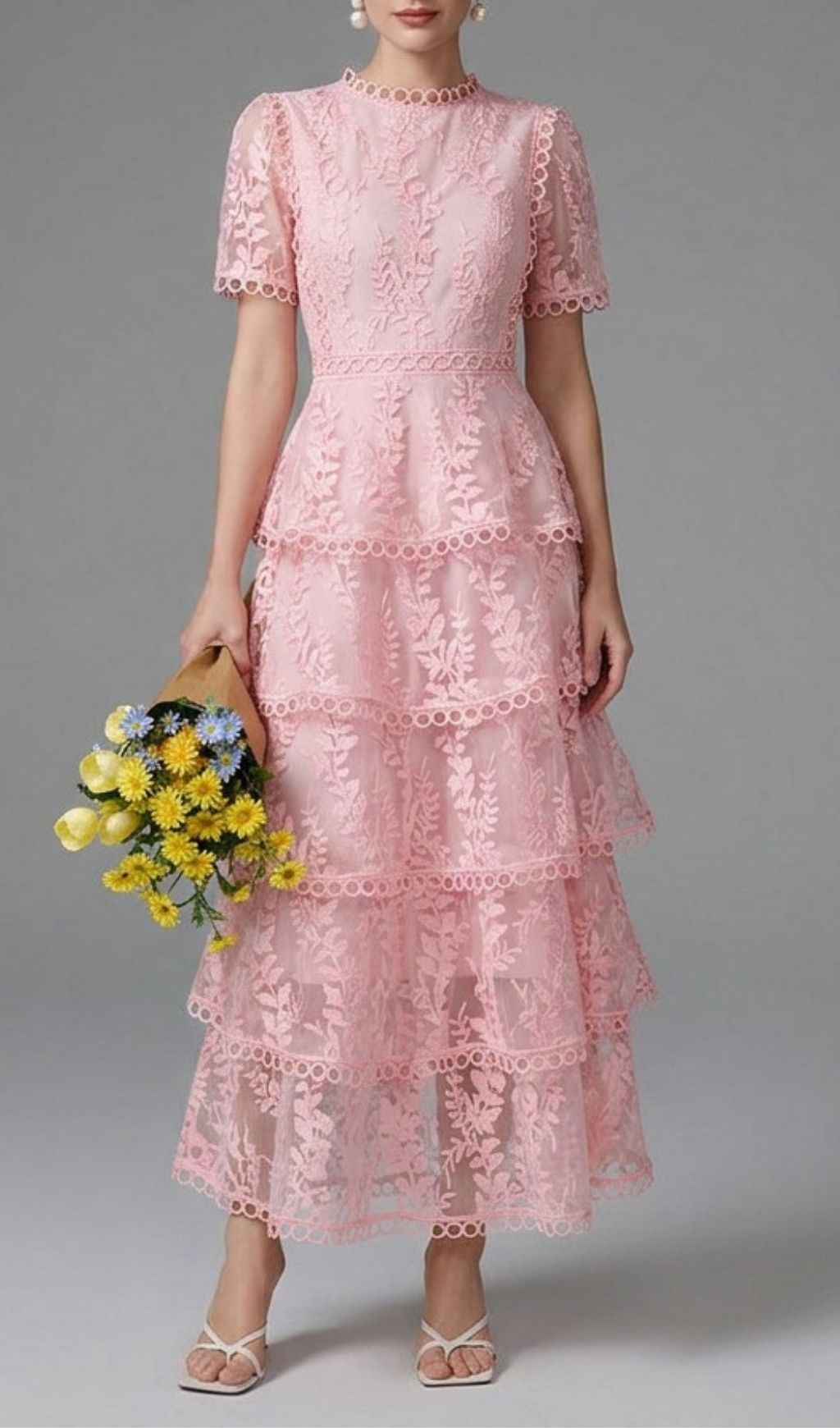 Fashionslee Women Karolyn Lace Layered Midi Dress