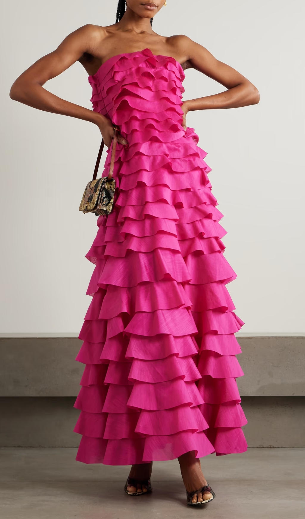 e5cacc6466b0e0b05a715b28693dd7c8.jpg Fashionslee Women Dasani Pink Strapless Layered Maxi Dress