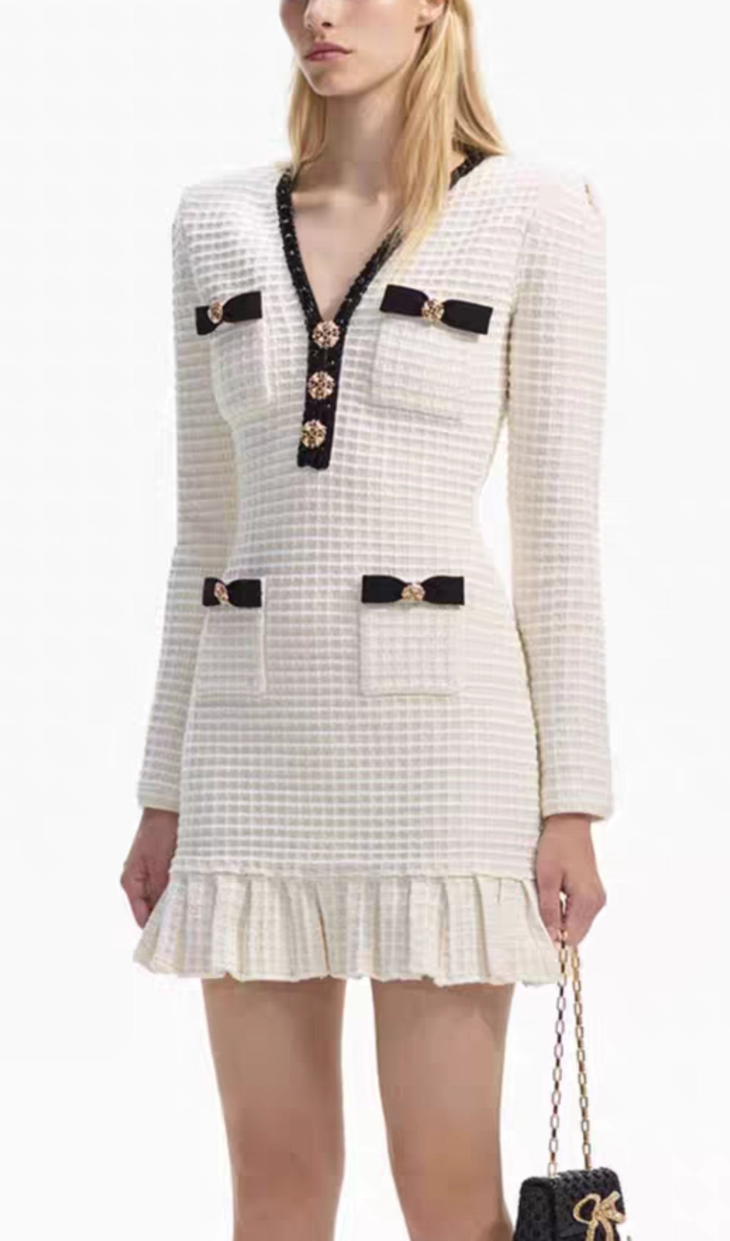 Fashionslee Women Athar Waffle Knit Ruffled Mini Dress
