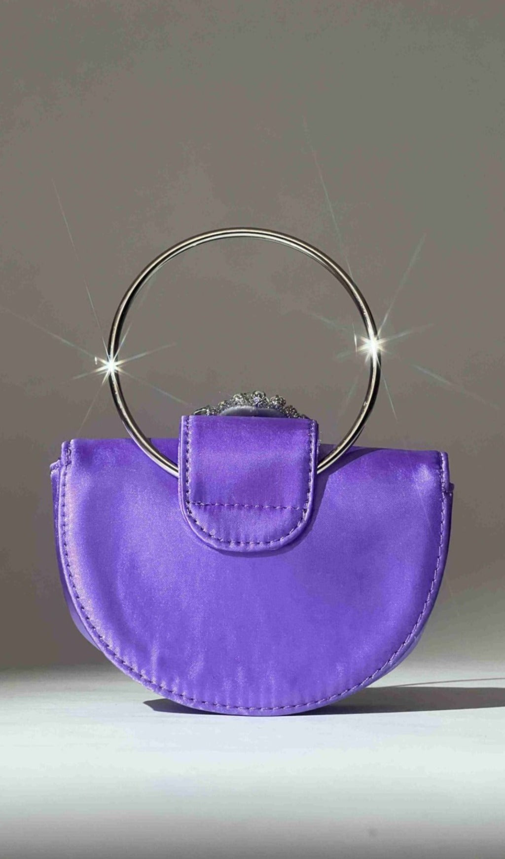 Fashionslee Women Satin Crystal Clutch In Purple
