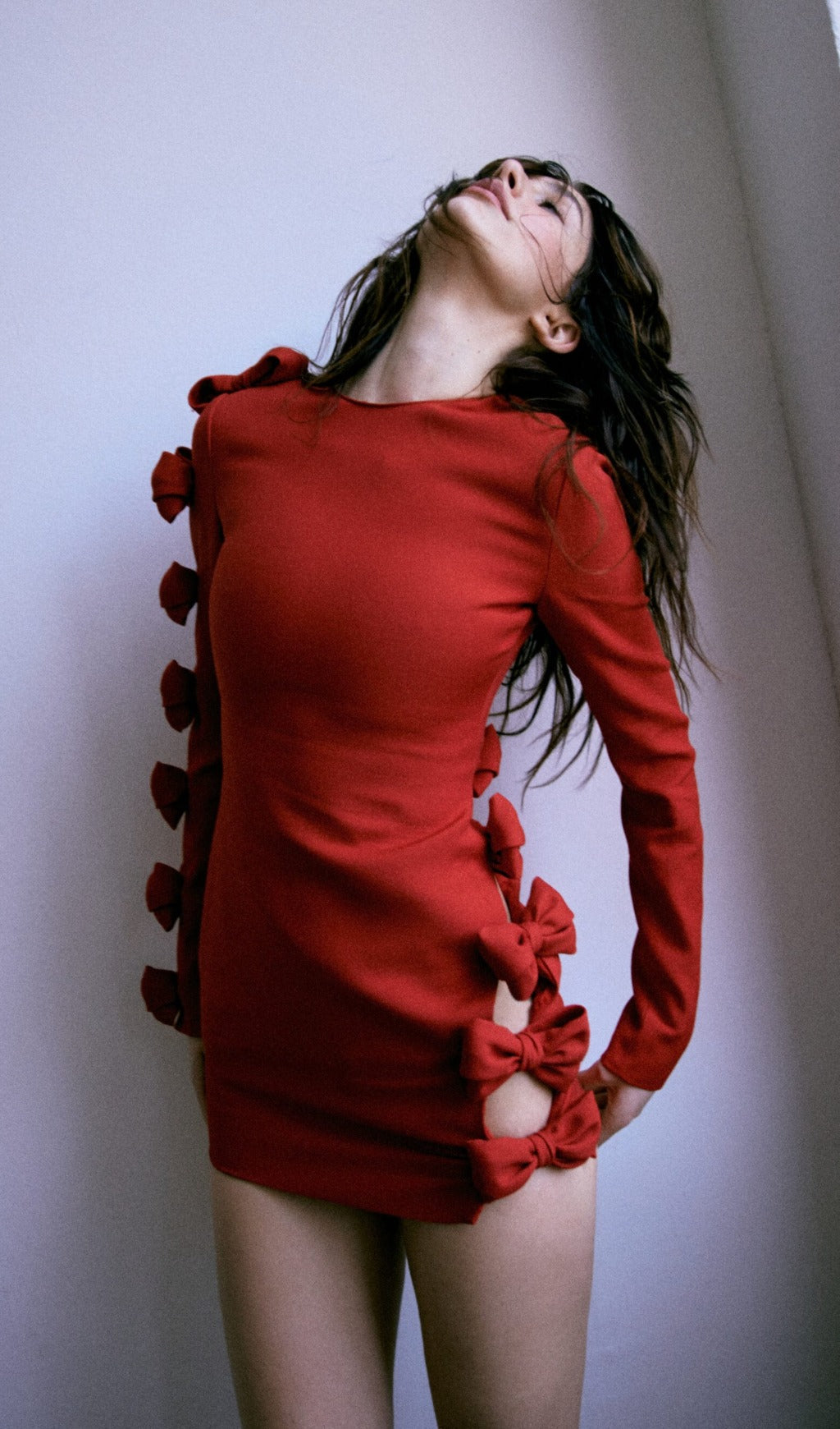 e617f8bc75901a339a3eb67d3efadd2b.jpeg Fashionslee Women Bow Crewneck Mini Dress In Red