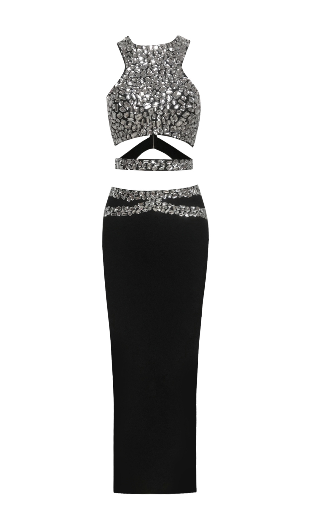 e6358472ecaac8d05949b03afeeff0d0.jpg Fashionslee Women Druella Black Rhinestone Bandage Skirt Set