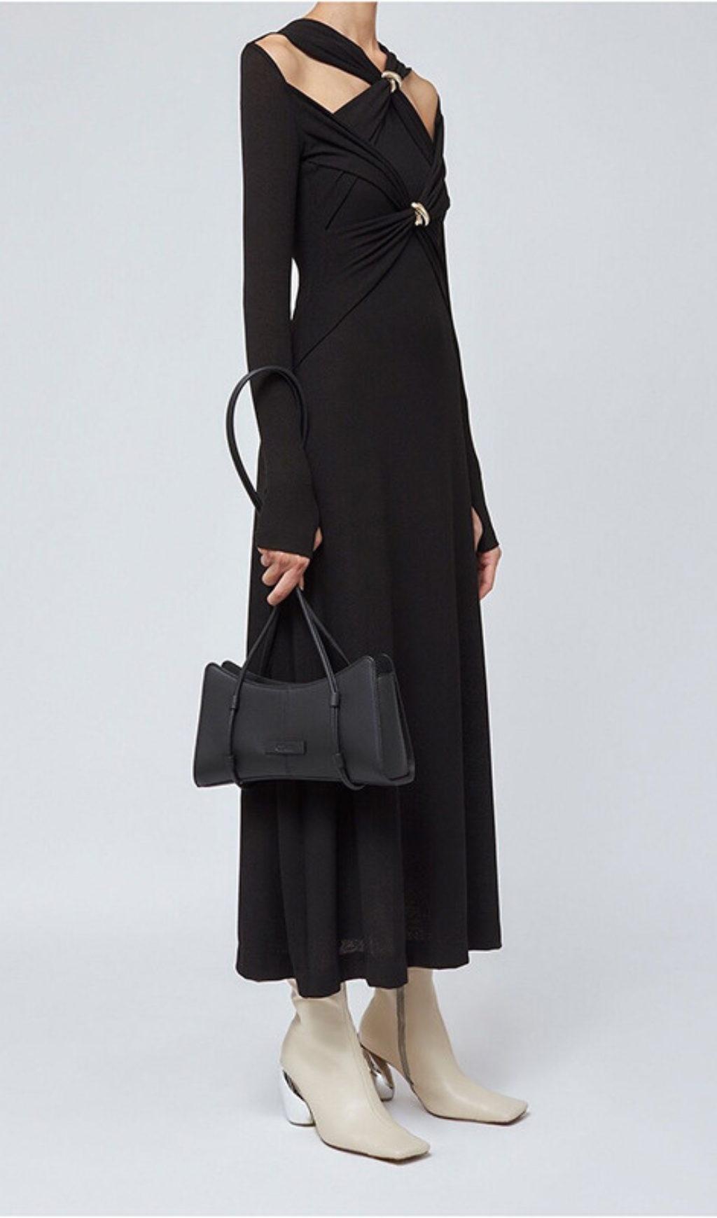 Fashionslee Women Braydon Cutout Knit Long Sleeve Midi Dress