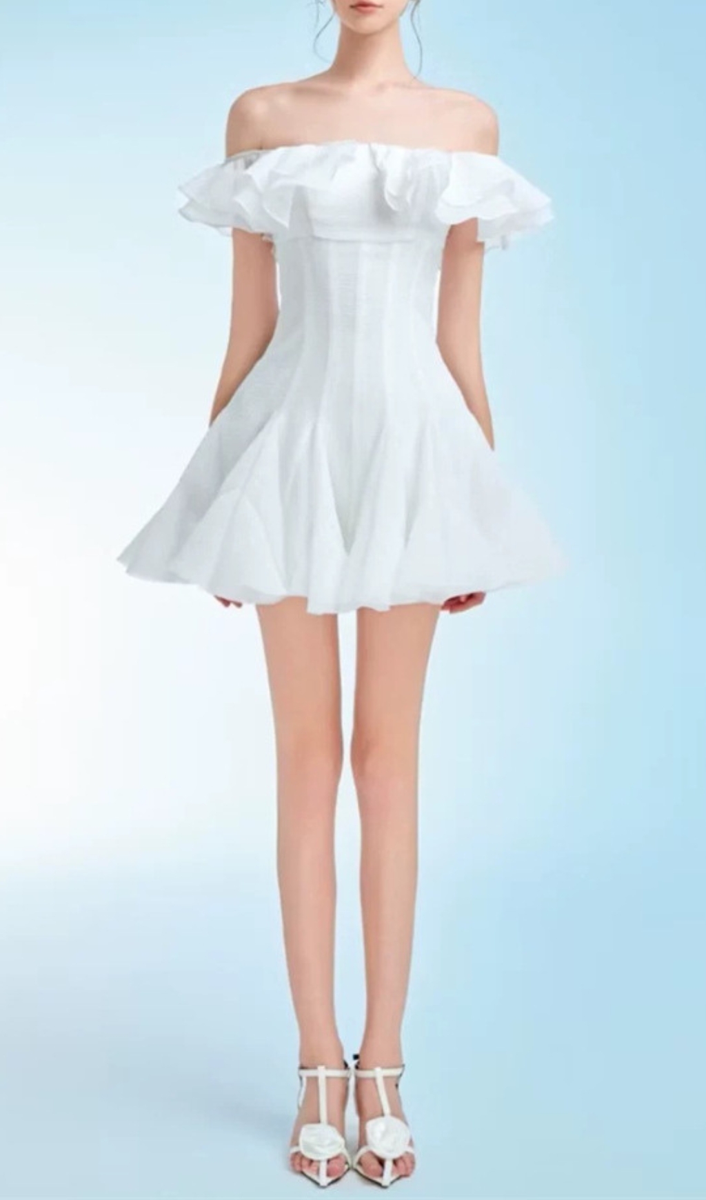 VINTAGE RUFFLE OFF-SHOULDER MINI DRESS - OWNCI VINTAGE RUFFLE OFF-SHOULDER MINI DRESS - OWNCI