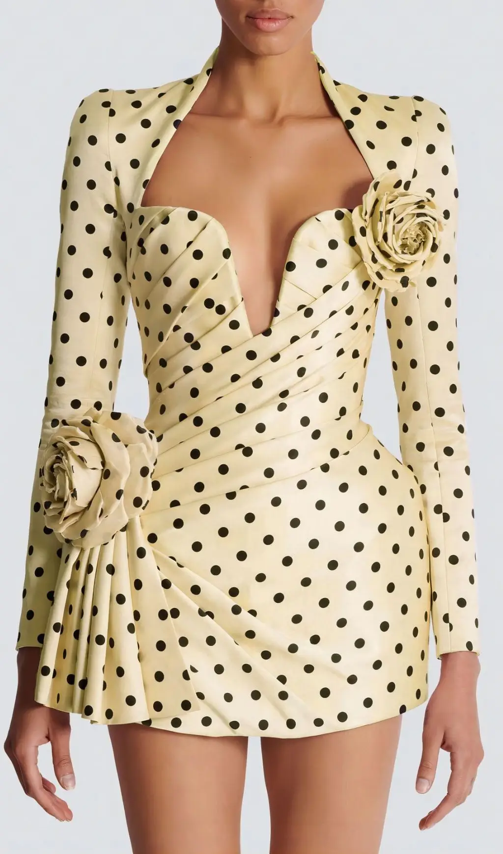 Fashionslee Women Polka Yellow Dots Short Printed Dress