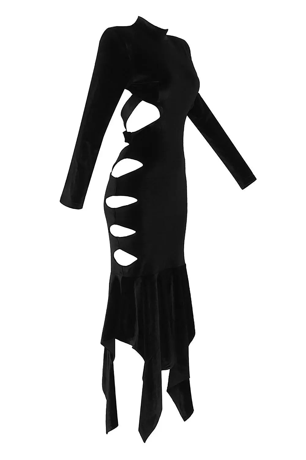 Fashionslee Women Backless Cut-Out Detailed Velvet Midi Dress