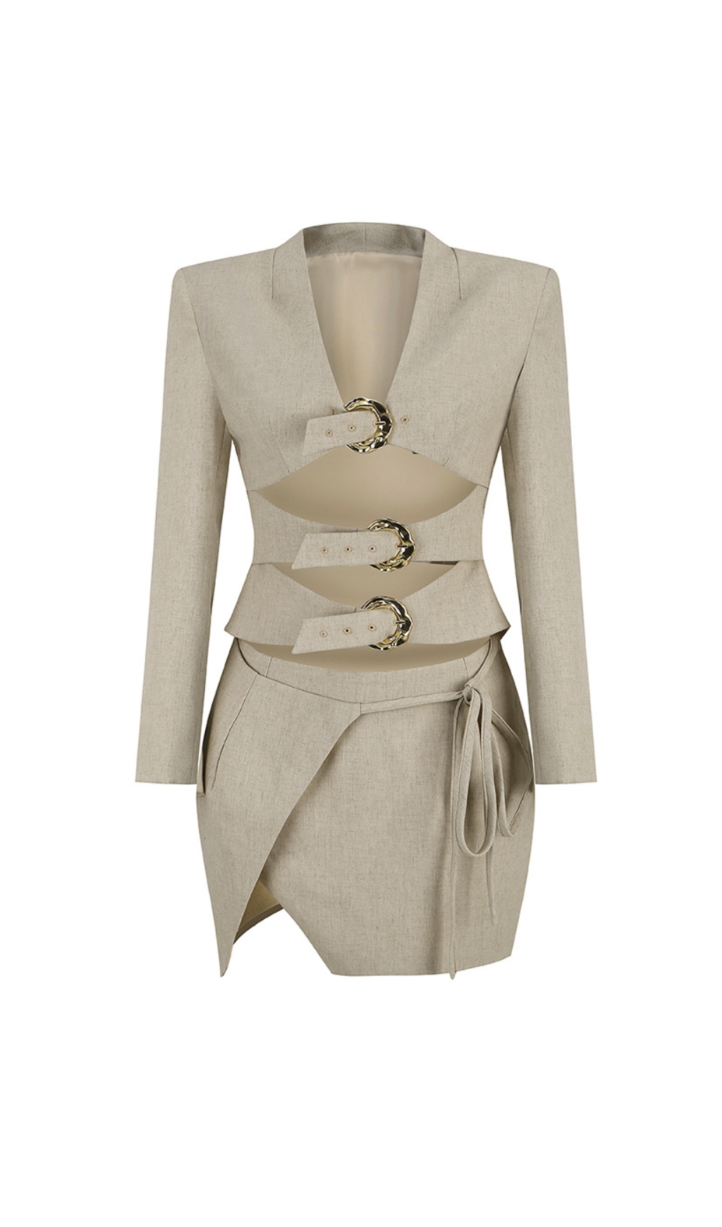 e68fb2f8f79c319f9ba3de85cf028b84.jpg Fashionslee Women Barth Belt Blazer Two-Piece Set