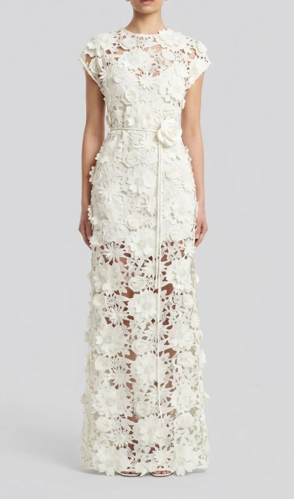 Fashionslee Women Kiera 3D Flower Lace Maxi Dress