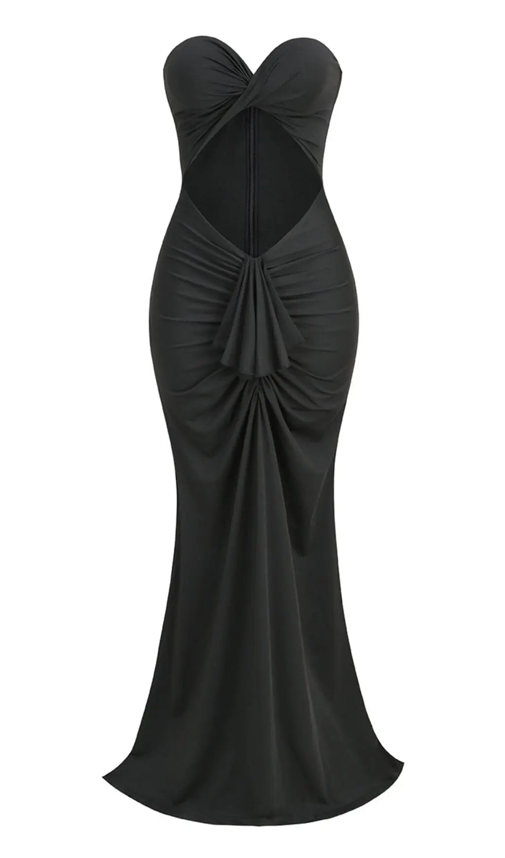 Fashionslee Women Bandeau Drape Maxi Dress In Black