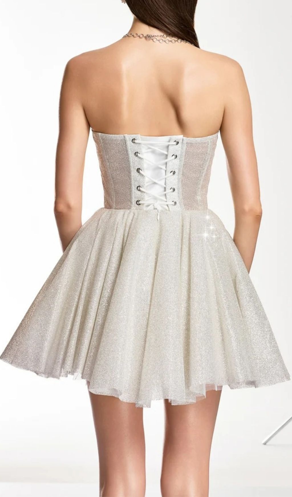 Fashionslee Women Darda Strapless Glitter Corset Mini Dress In White