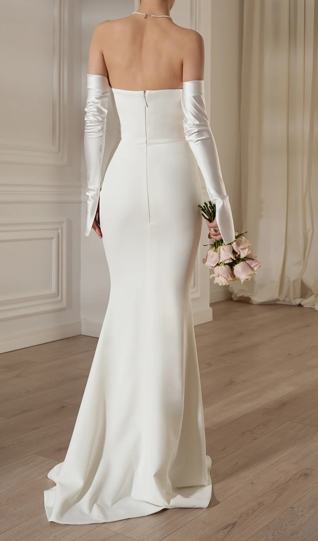 Fashionslee Women Deliz White Off-Shoulder Long Sleeve Wedding Dress
