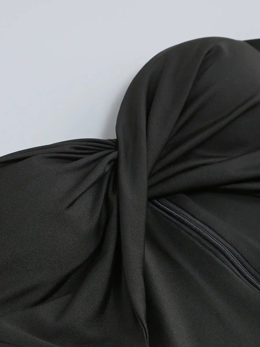 Fashionslee Women Bandeau Drape Maxi Dress In Black