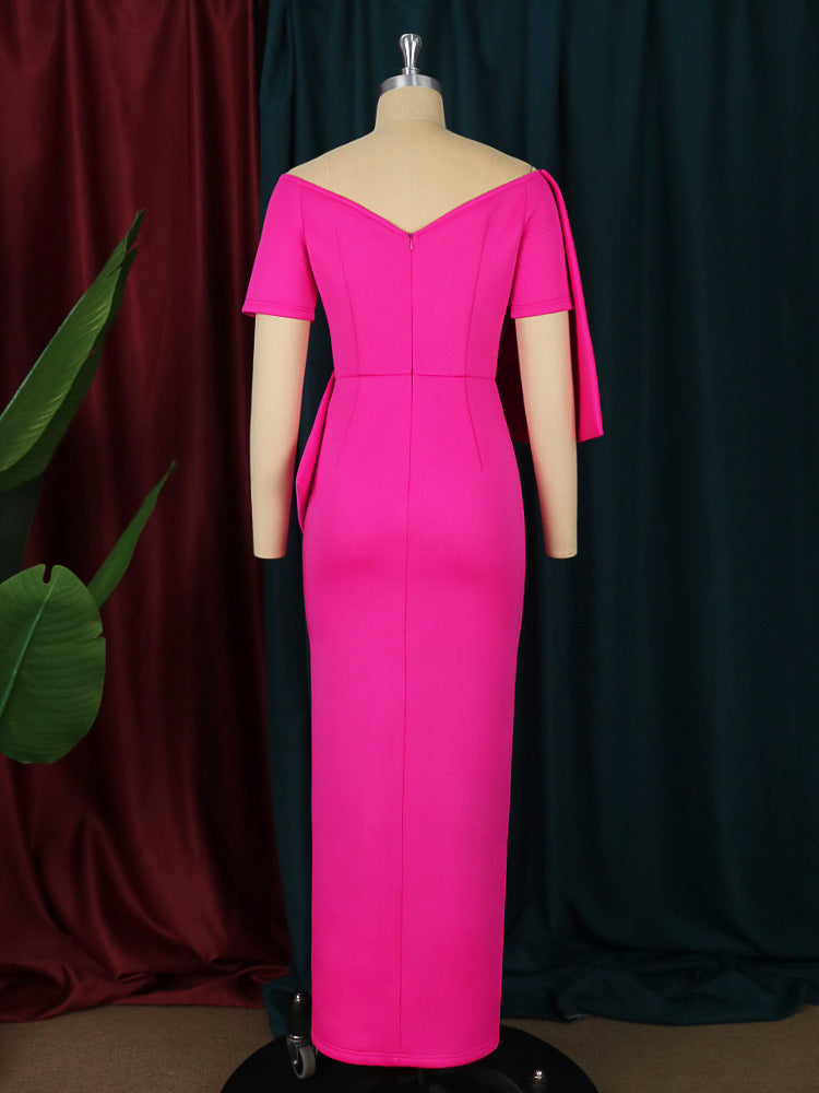 Fashionslee Women Ambrosine Pink Bow-Knot Midi Dress