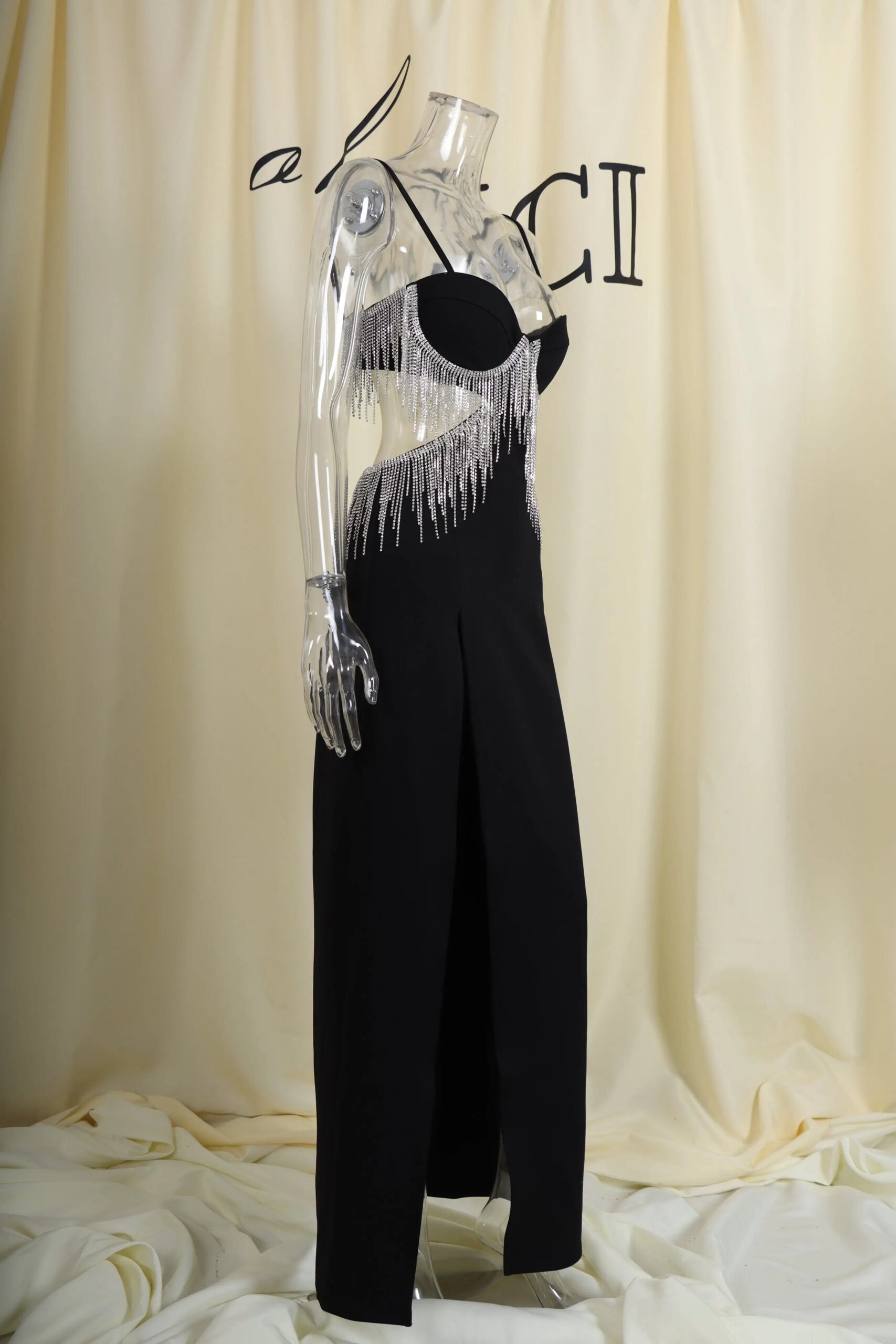 e6f1485a76786942aeccc146719878cd.jpeg Fashionslee Women Black Diamond Tassel Slit Maxi Dress