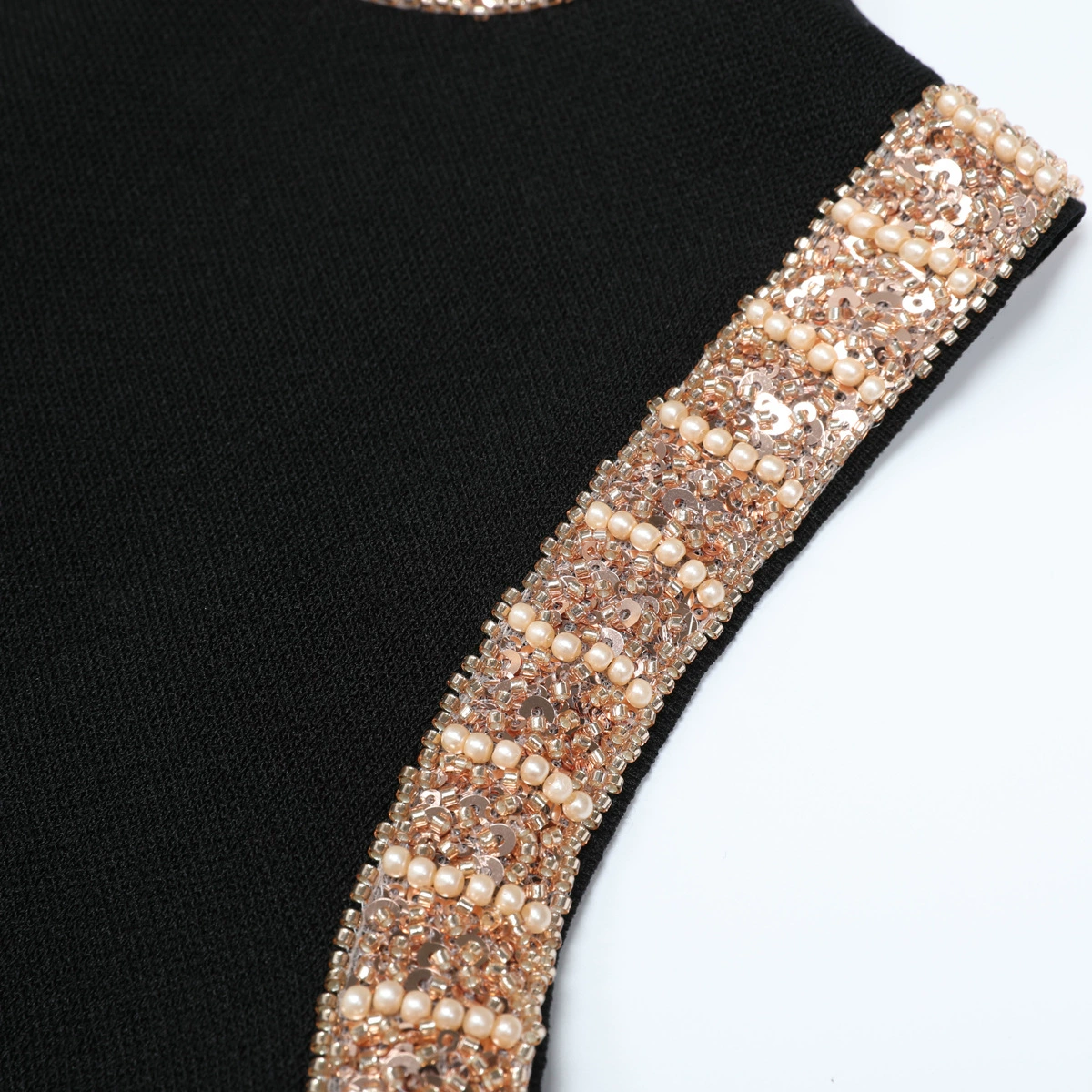 Fashionslee Women Kimberlina Black Sleeveless Beaded Knit Midi Dress
