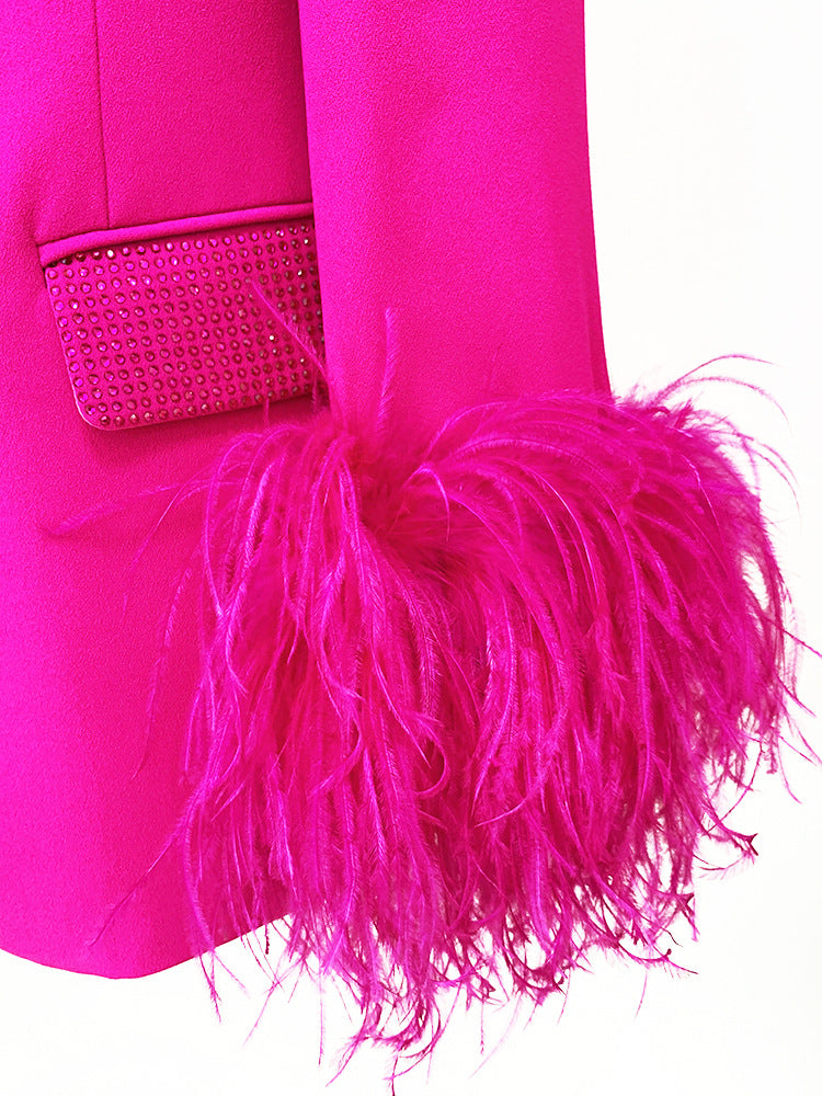 e7545130eba90d45ece18a18999cdf1c.jpeg Fashionslee Women Rhinestone Feather Blazer In Pink